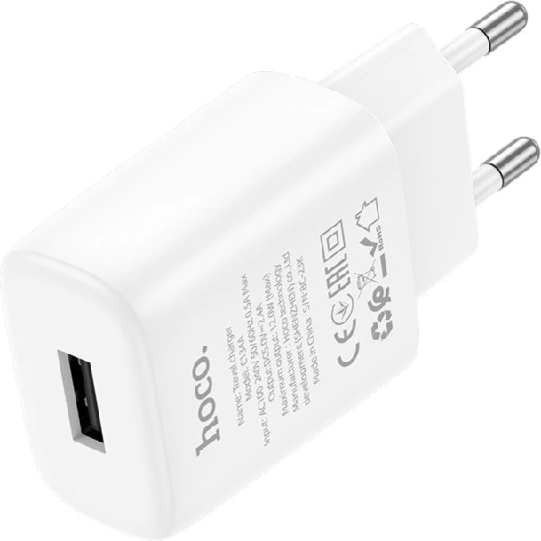 Сетевое ЗУ 1USB 3A HOCO C134A Solid, белый 21