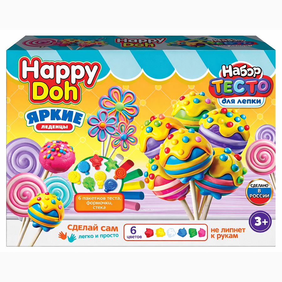Набор для лепки с формочками Яркие леденцы 24 см HAPPY DOH PDSET-124775