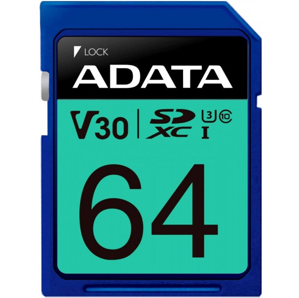 SD 64Gb A-Data Class 10 UHS-I U3 V30S (100/80 Mb/s)