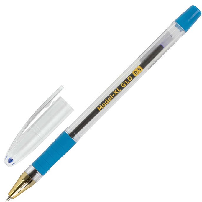 Ручка шариковая масляная с грипом BRAUBERG Model-XL GLD, СИНЯЯ, узел 0,5 мм, линия 0,25 мм, (143245)