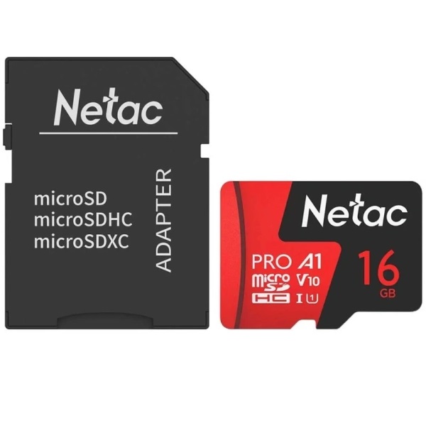 Micro SD 16Gb Netac P500 Extreme Pro Class 10 UHS-I U1 V10 (100 Mb/s) + SD адаптер
