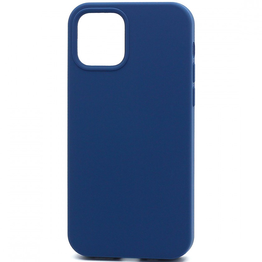 Силиконовый чехол SILICONE CASE для iPhone 12 полная защита, синий (не оригинал)