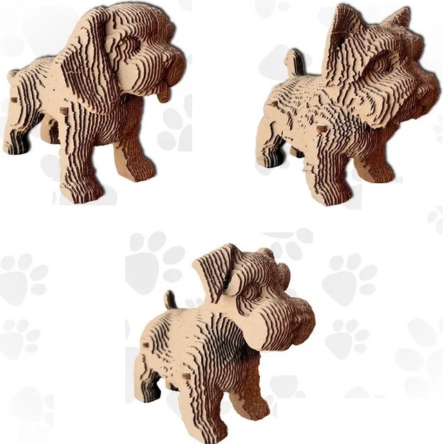 Картонный 3D конструктор QBRIX Ещё три щенка 2