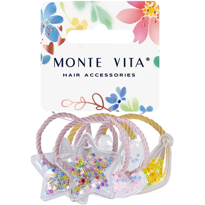 Резинки для волос НАБОР 6 шт, 0,3*14 см, с шармиками,разные цвета MONTE VITA 457068