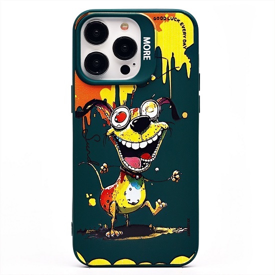 Задняя накладка SC335 для iPhone 14 Pro Max  (собака) (dark green)