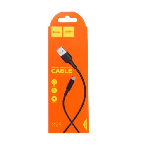 Кабель USB <--> microUSB  1.0м HOCO X25 Soarer чёрный