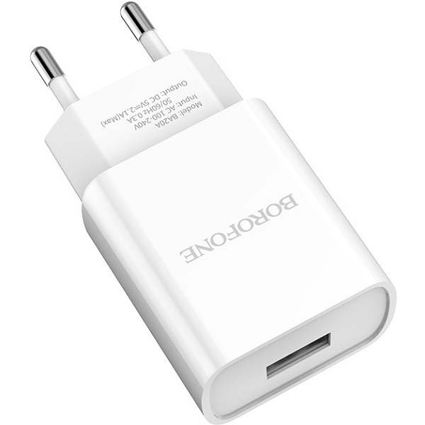 Сетевое ЗУ 1USB BOROFONE BA20A белый