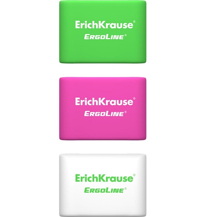 Ластик ErichKrause ErgoLine Pillow, 33×21×8 мм, мягкий, гипоаллергенный, микс3279395