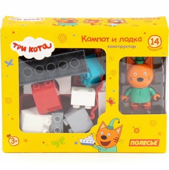 Конструктор ПОЛЕСЬЕ Макси - "Три кота. Компот и лодка" 14 эл
