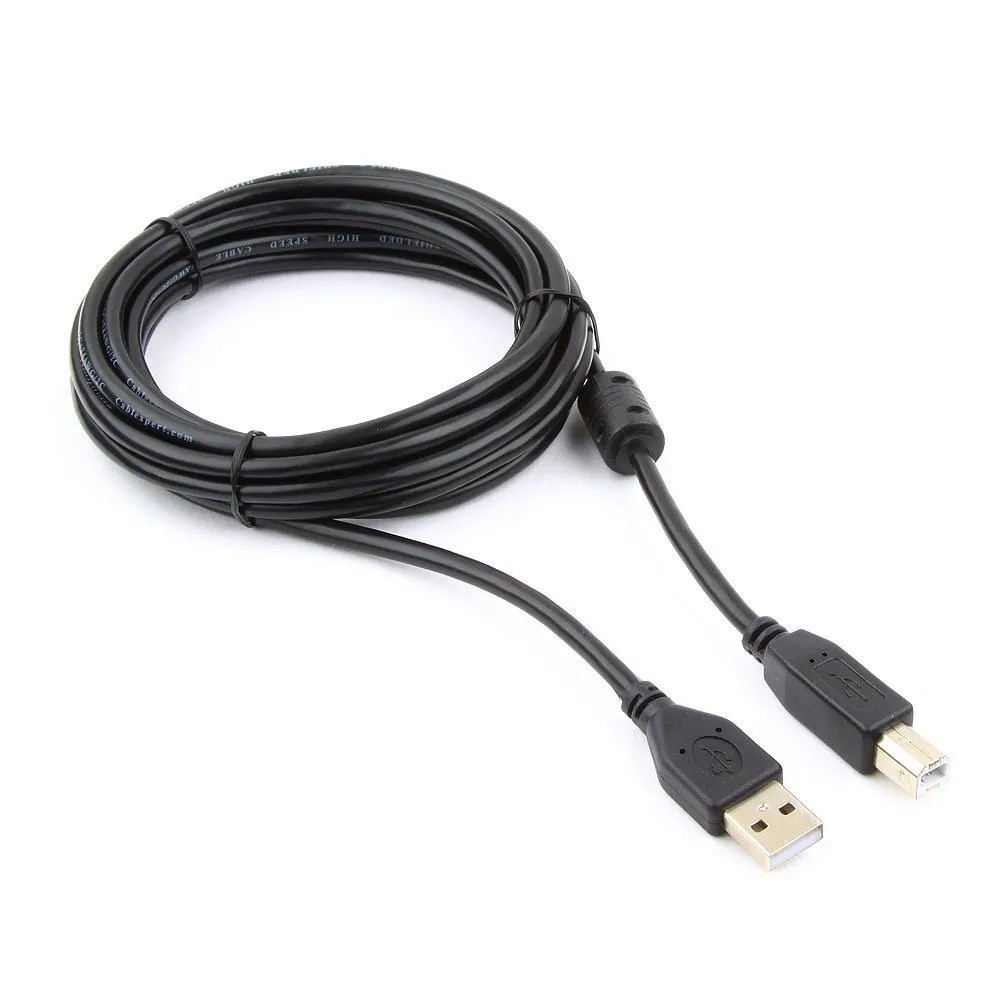 Кабель USB для принтера AM-BM  3.0м GEMBIRD (CCF-USB2-AMBM-10), феррит.кольц., позол., черный, пакет