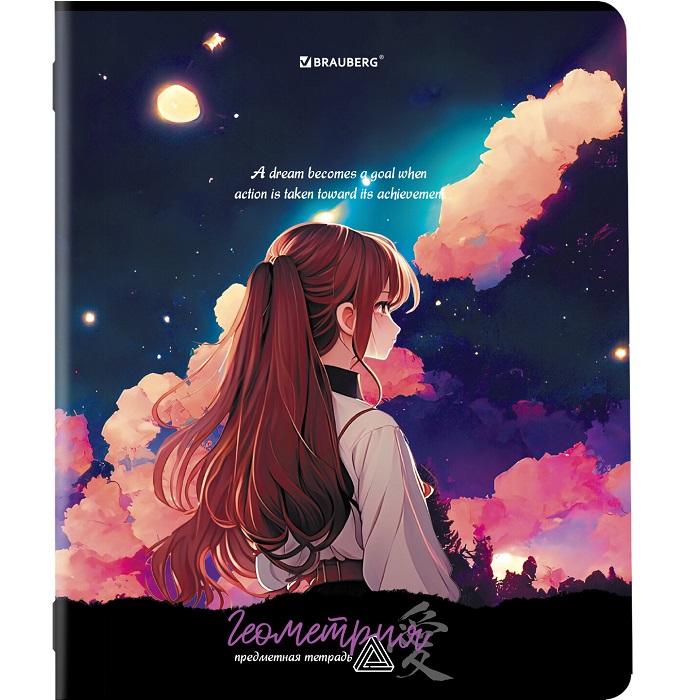Тетрадь предметная ANIME GIRLS 48л, матовая ламинация, ЛИТЕРАТУРА, линия, подсказ, BRAUBERG, 404754