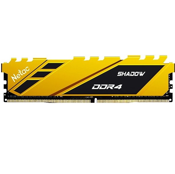 Оперативная память DDR4 8Gb NETAC Shadow, 3200MHz, CL16, DIMM, с радиаторами, желтый (NTSDD4P32SP-08Y)