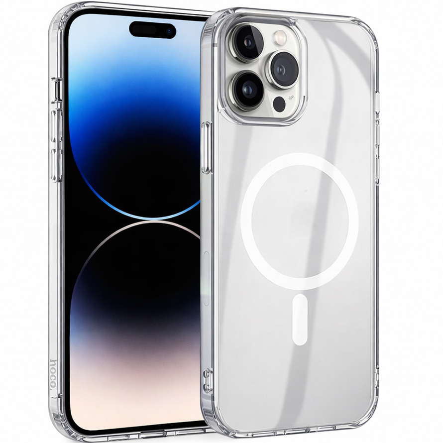Силиконовый чехол HOCO magnetic series airbag anti-fall protective shell для iPhone 17 Pro Max Transparent