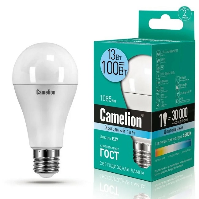 Лампа светодиодная CAMELION A60 13W/4500K/E27