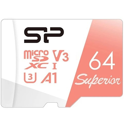 Micro SD 64Gb Silicon Power Class 10 Superior UHS-I U3 A1 (R/W 100/80 Mb/s) без адаптера