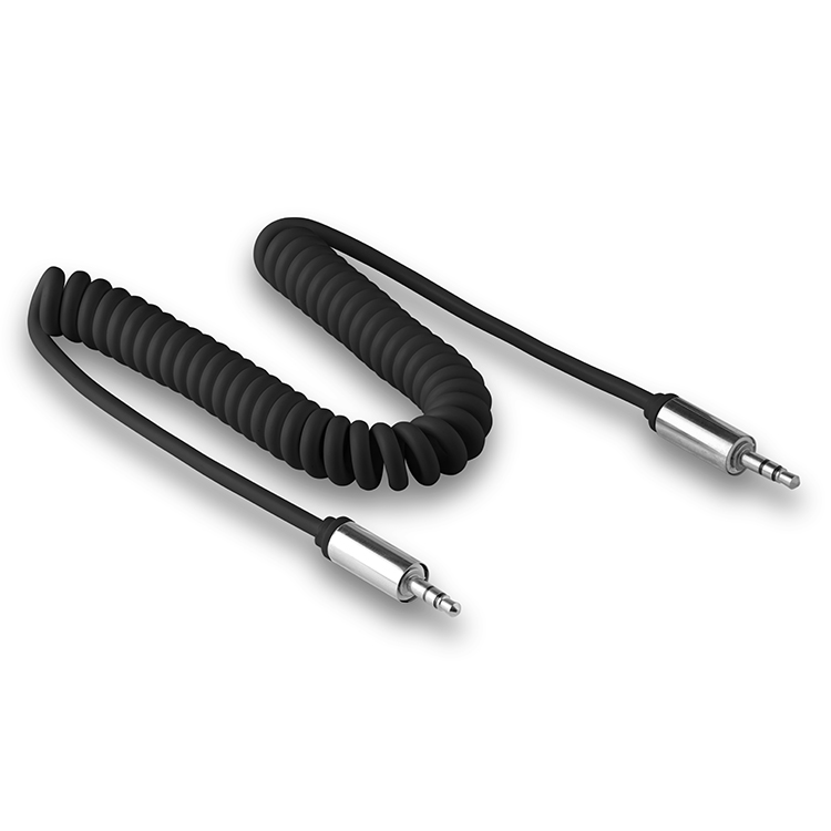 Кабель Jack 3.5 <--> Jack 3.5  1.7м WALKER WCA-510 пружинка черный (в коробке)