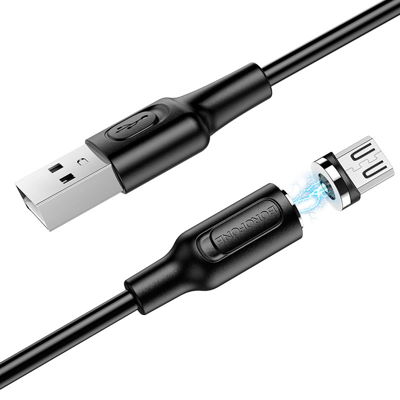 Кабель USB <--> microUSB  1.0м BOROFONE BX41 магнитный, чёрный