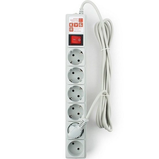 Сетевой фильтр  5.0м POWER CUBE SPG(5+1)-B-15, 6 розеток (серый)