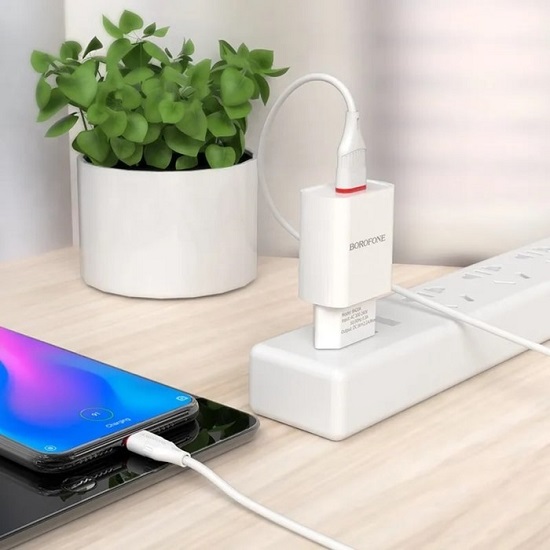 Сетевое ЗУ 1USB 2.1A BOROFONE BA20A, Sharp белый 5