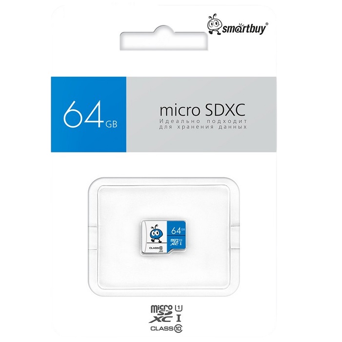 Micro SD 64Gb SMARTBUY UHS-I BLUE (SB64GMSDU1BLUE00)