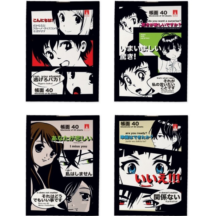 Блокнот А7 40л кл на скрепке MANGA ANIME, обл карт, бл 55г/м2, МИКС 9899241