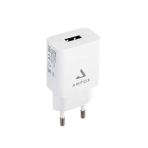 Сетевое ЗУ 1USB 2.1A AMFOX AH-45, 10,5Вт, блочок, белое