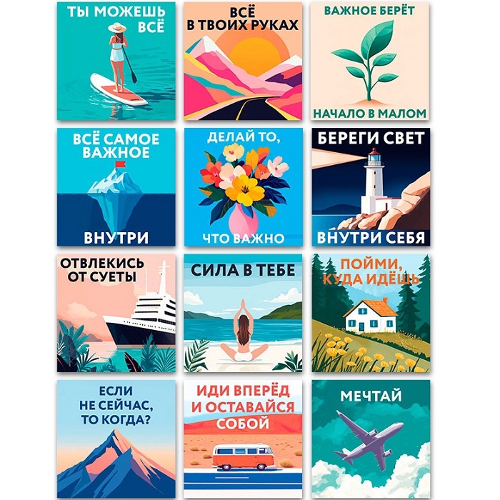 Алмазная мозаика «Мотивация», набор 12 в 1 10871109