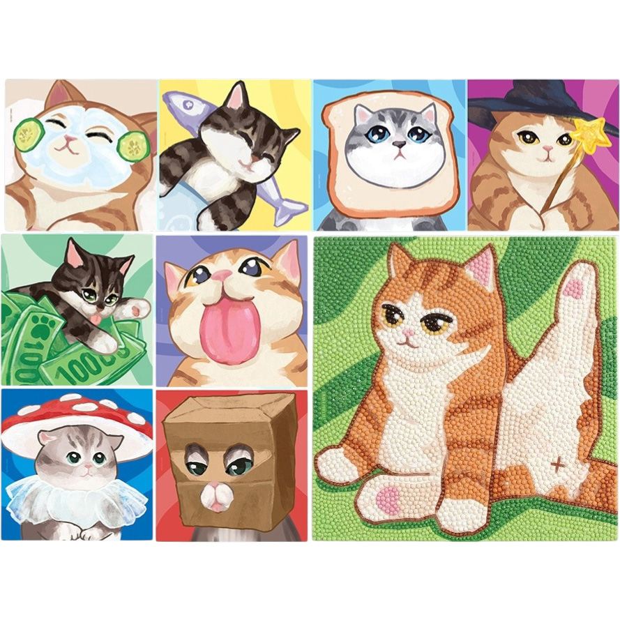Алмазная мозаика «Котики», набор 9 в 1 10959197 5