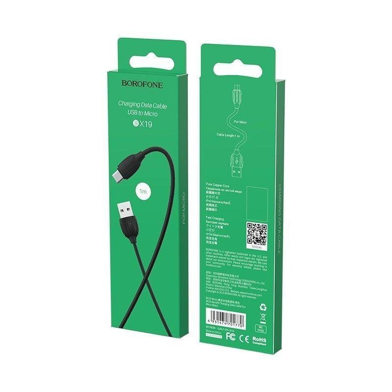 Кабель USB <--> microUSB  1.0м BOROFONE BX19 Benefit черный