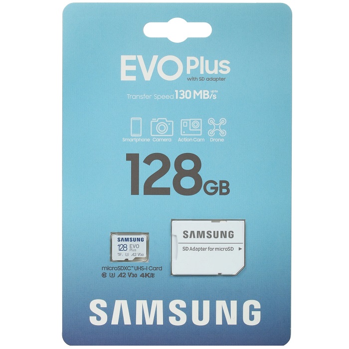 Micro SD 128Gb Samsung Class 10 Evo Plus A2 V30 UHS-I  (R/W  90/160 MB/s) + адаптер SD (MB-MC128SA)