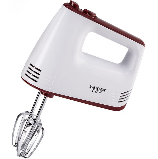Миксер DELTA Lux DE-7700 белый с бордовым