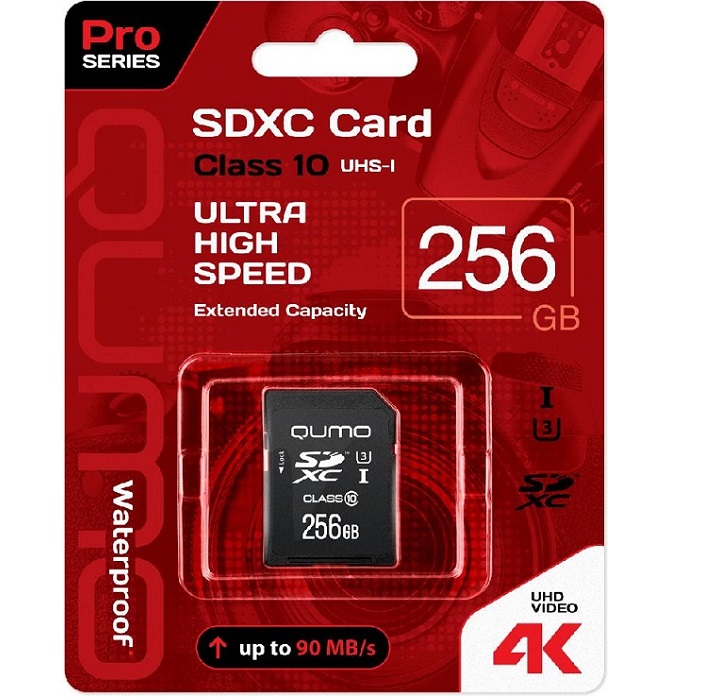 SD 256Gb QUMO QM256GSDXC10U1 SDXC Class 10 UHS-I U3 PRO