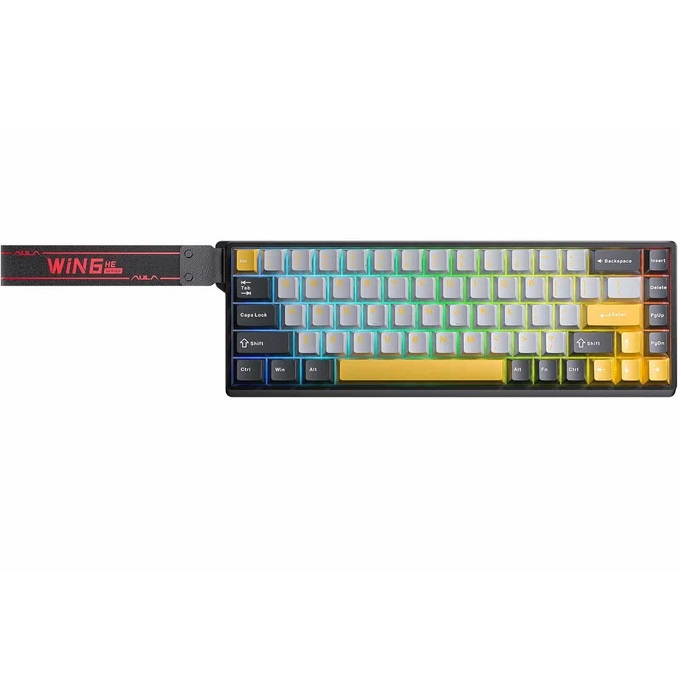 Клавиатура AULA WIN68HE MAX Edition Dark Grey-Light Grey-Yellow Wing Chun Magnetic Switch