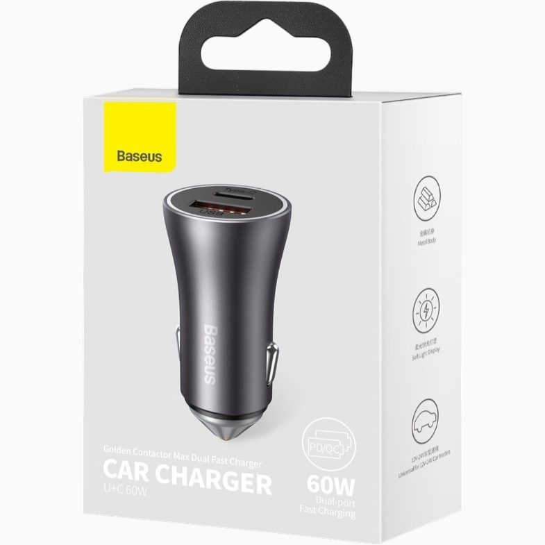 Авто ЗУ 2USB BASEUS CGJM000013 серый, 60W 6