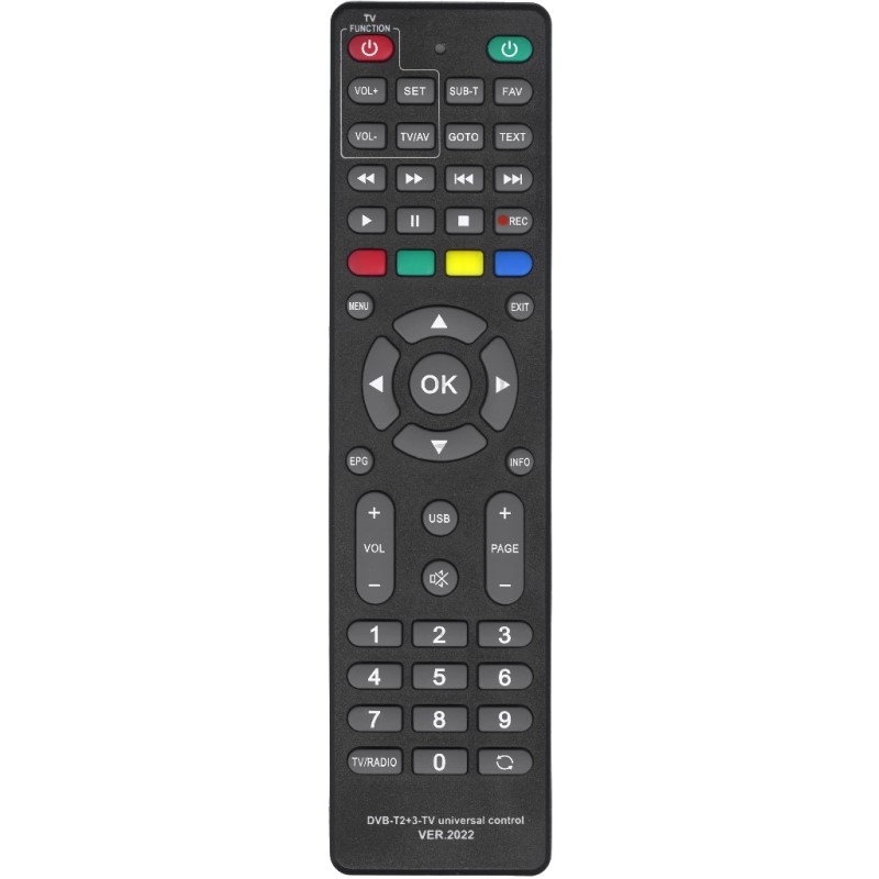 Пульт универсальный HUAYU DVB-T2+3-TV VER.2022 заменяет 99% пультов для DVB-T2 и IP TV
