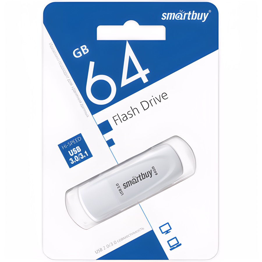 USB 64GB SMARTBUY Scout белый, USB 3.1