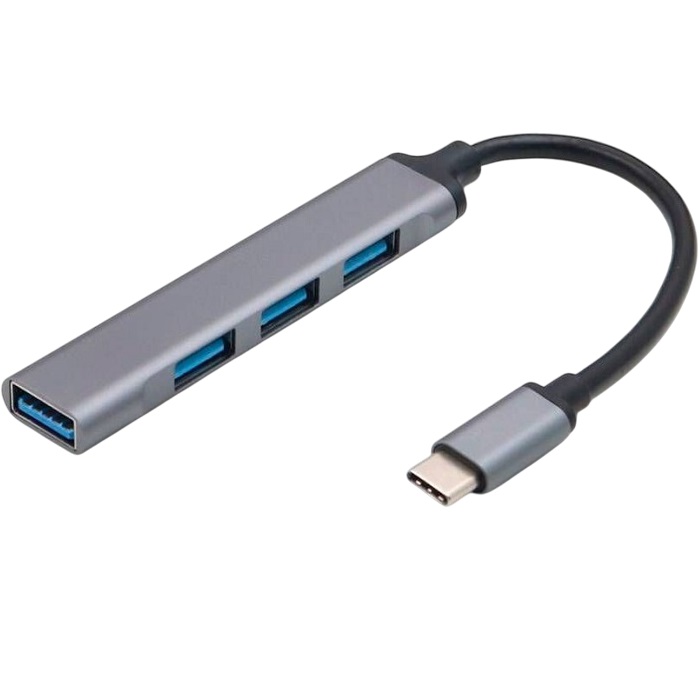 USB-Хаб Dream QC07 4USB 0.2 м на Type-C черно-серый (181591)