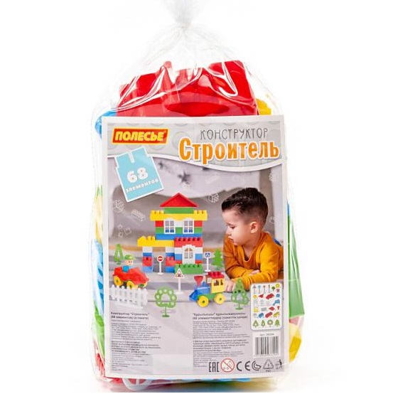 Конструктор ПОЛЕСЬЕ Строитель 68эл. в пак. 36094 1