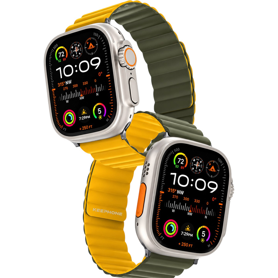 Ремешок KEEPHONE IBAND MAGNETIC SNAP IWATCH для Apple Watch 45/46/49MM YELLOW/GREEN