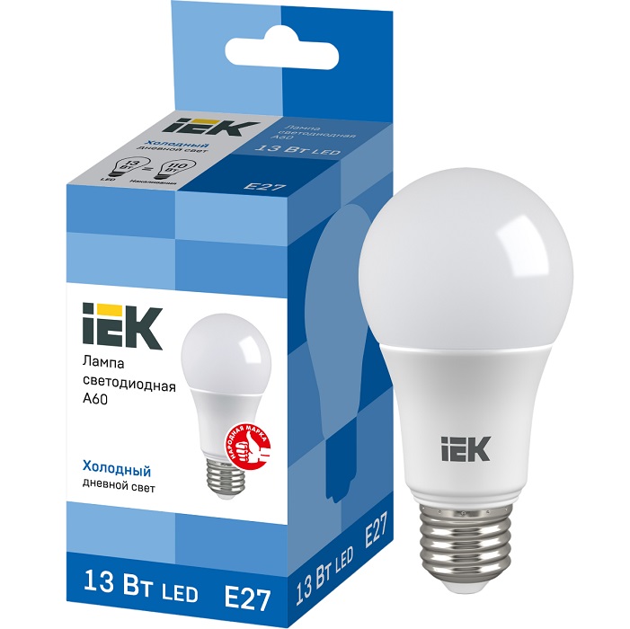 Лампа светодиодная IEK ECO A60 13W/6500К/E27