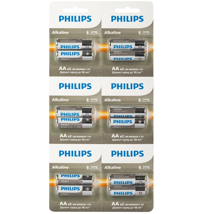 Элемент питания PHILIPS LR06 2*6 BL-12 (12/72/216/14688)